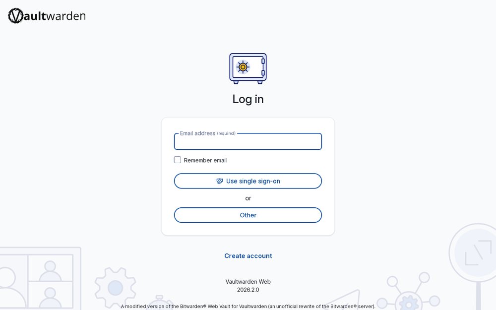 Interface Vaultwarden — instance hébergée par Domite